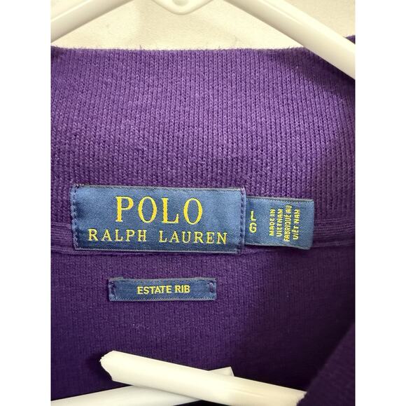 Polo Ralph Lauren Estate Rib 1/4 Zip Pullover Sweatshirt Purple Men’s Large - Picture 6 of 9